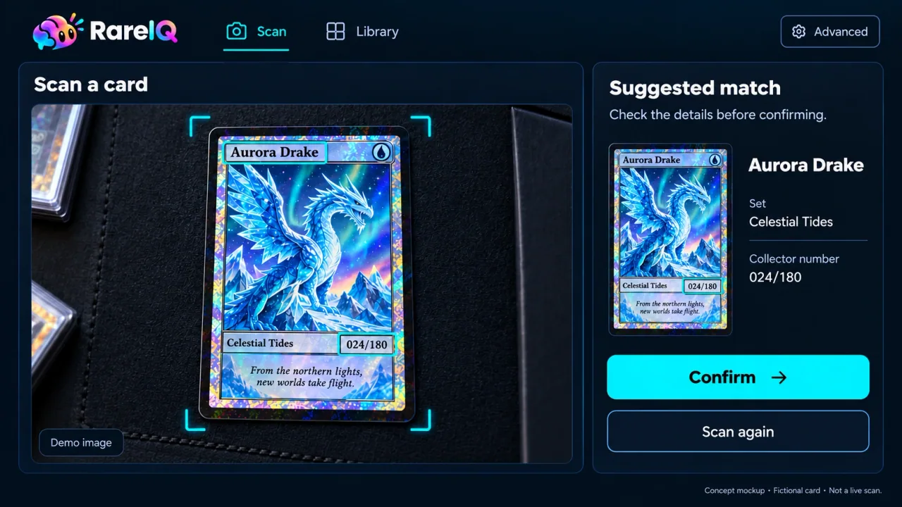 RareIQ supplied product concept: card match review