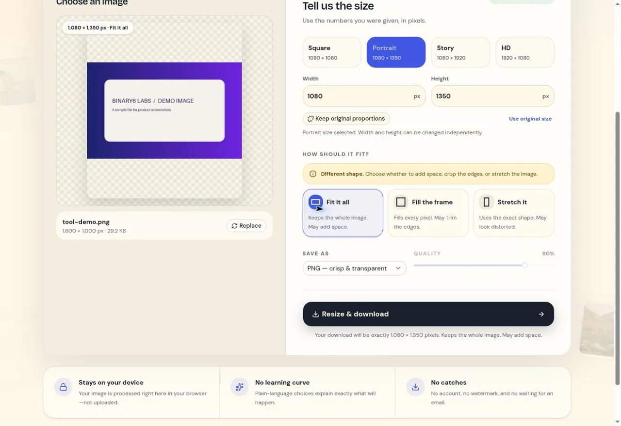 size-please: Crop and WebP export settings captured from the live website