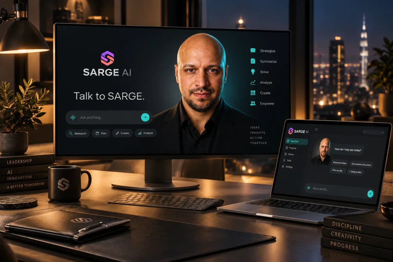 AI-generated SARGE office workspace concept